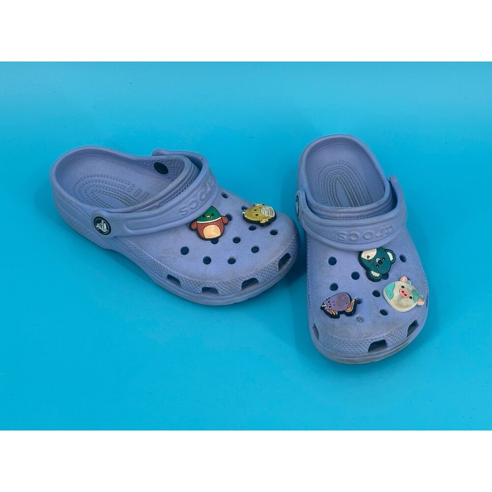 Crocs Classic Clog Kids J1 Lavender Purple Squishmallows Jibbitz Charms Shoes